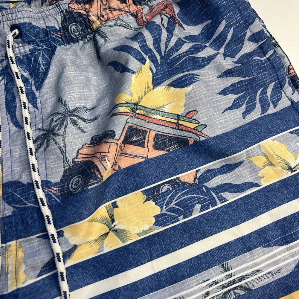 Izod Saltwater Men‎ L Swim Trunks Board Shorts Blue Resort Beach Travel Pool